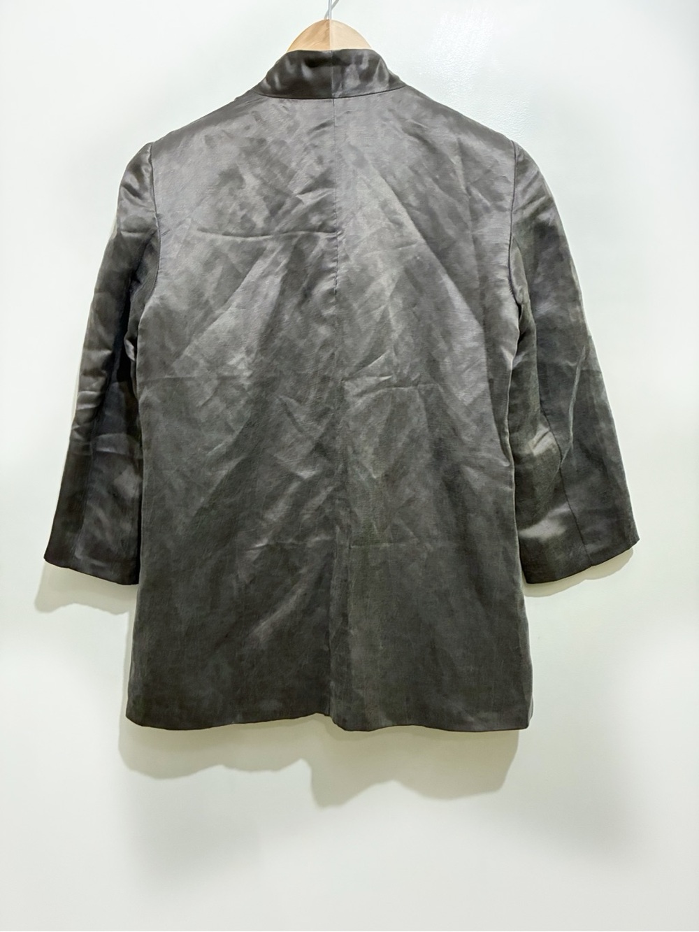 Eileen Fisher Linen Silk Blend Loose Open Blazer Size Small Brown Grey Taupe - Picture 3 of 11